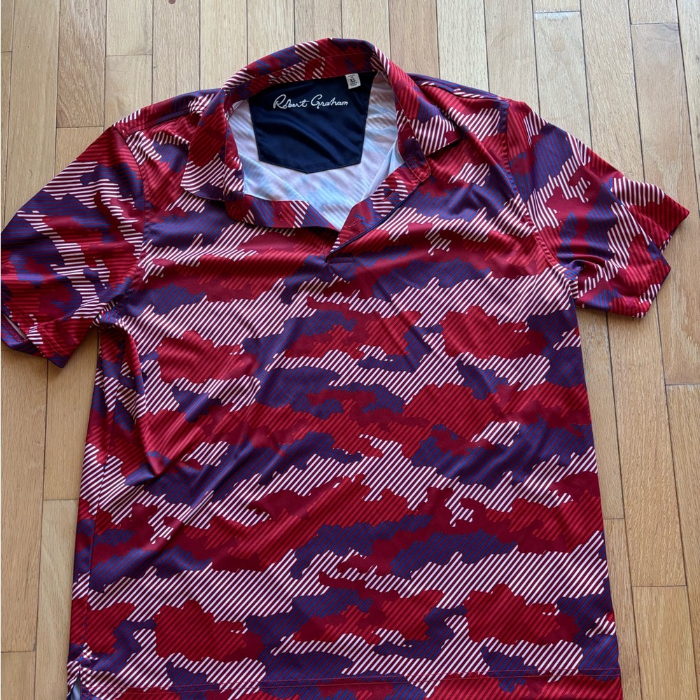 Robert Graham Red Camouflage Men's Shirt